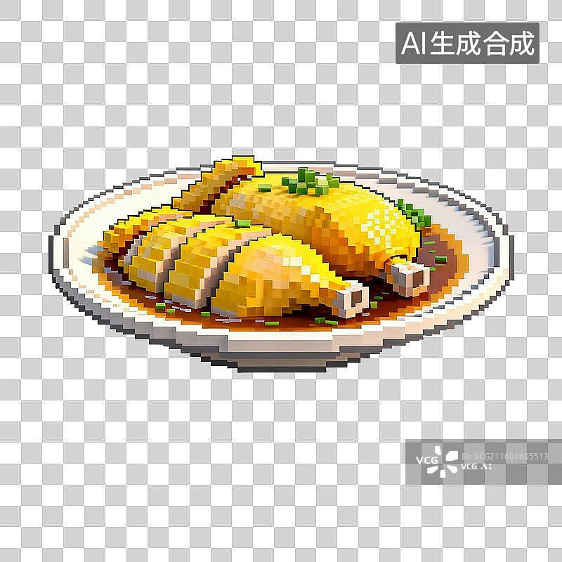 【AI数字艺术】像素风格的一盘麻油鸡图片素材