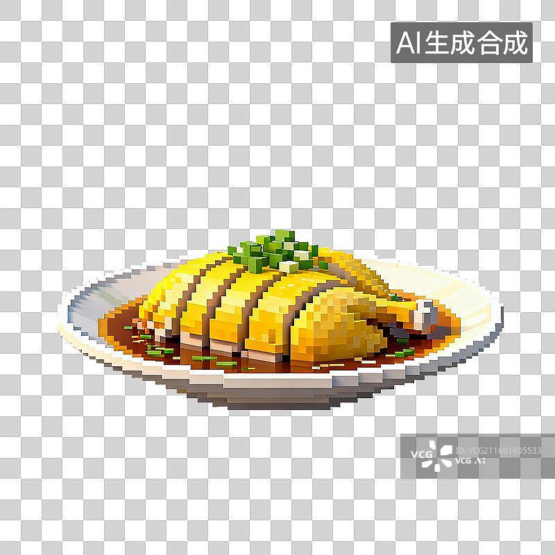 【AI数字艺术】像素风格的一盘麻油鸡图片素材