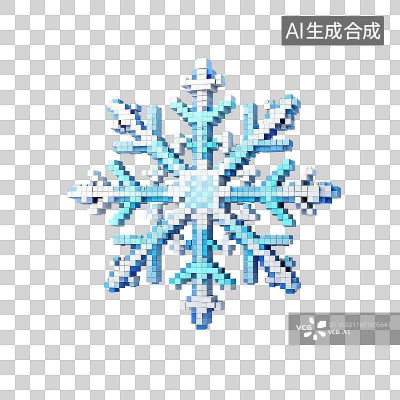 【AI数字艺术】像素风格的雪花图片素材
