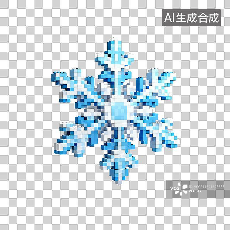 【AI数字艺术】像素风格的雪花图片素材