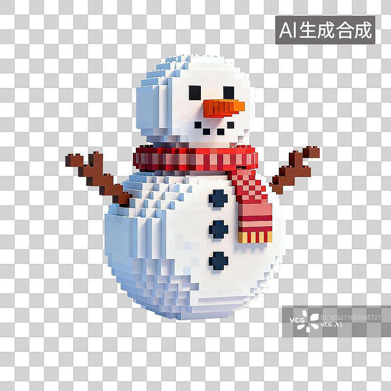 【AI数字艺术】像素风格的雪人图片素材