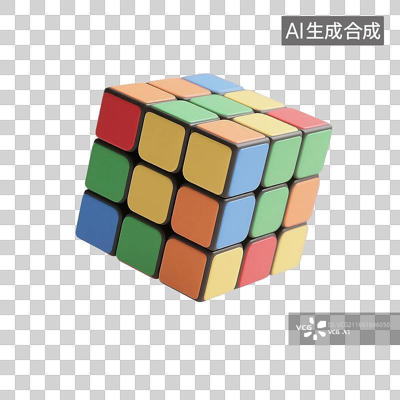 【AI数字艺术】3D渲染，魔方，立方体，玩具，休闲娱乐游戏，免抠元素图片素材