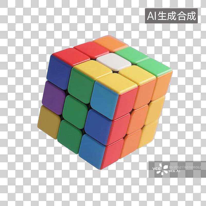 【AI数字艺术】3D渲染，魔方，立方体，玩具，休闲娱乐游戏，免抠元素图片素材