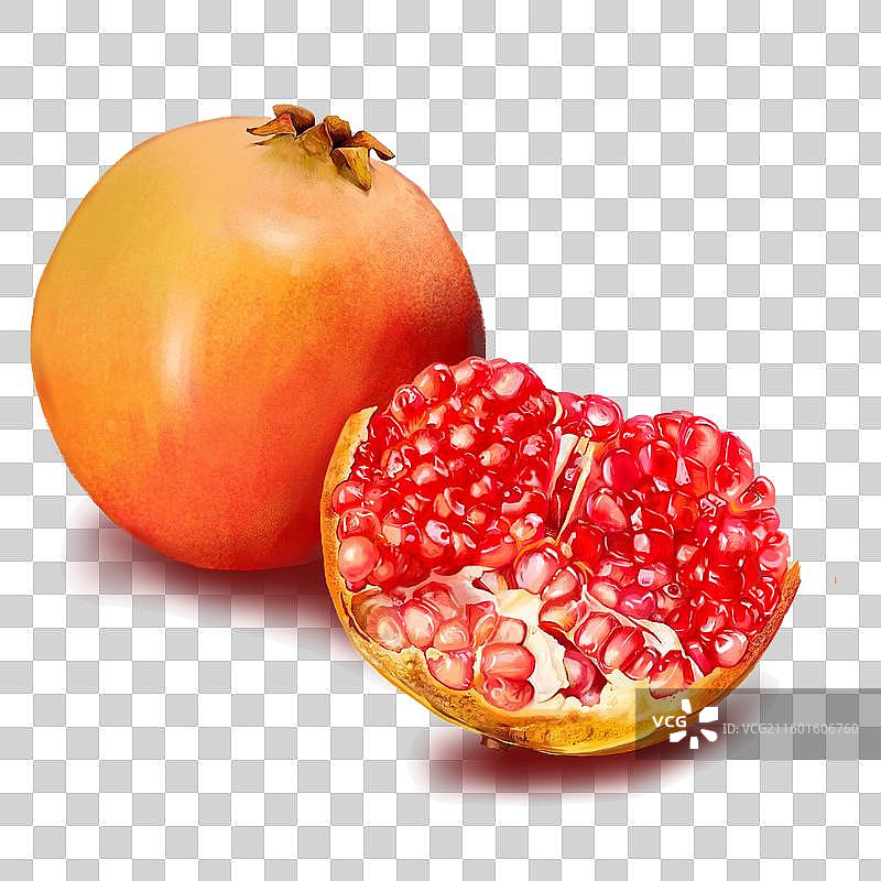 写实手绘石榴水果图片素材