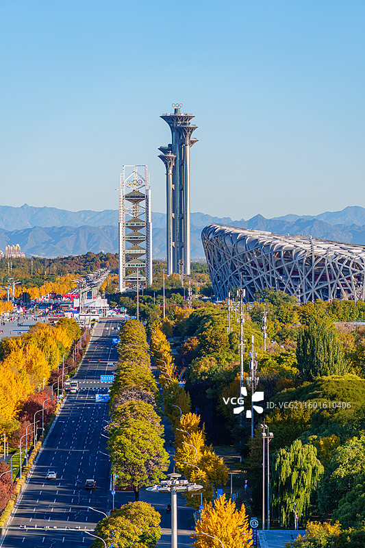 北京秋日奥运全景图片素材