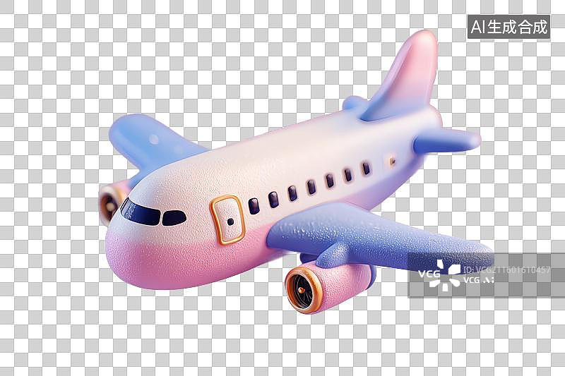 【AI数字艺术】卡通风格，一架客机免扣元素图片素材