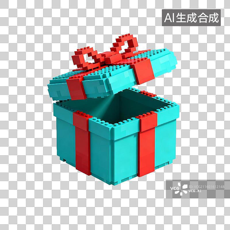 【AI数字艺术】像素风格打开的礼品盒图片素材