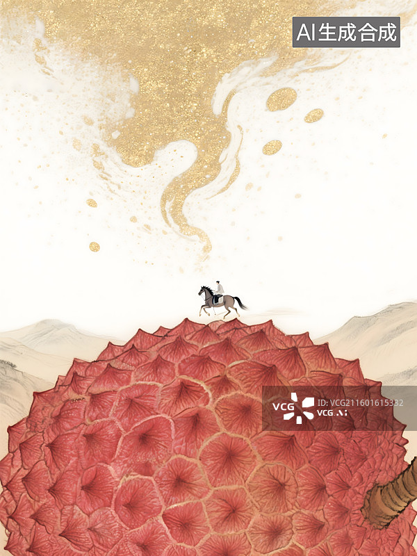 【AI数字艺术】长安的荔枝，荔枝，留白图片素材