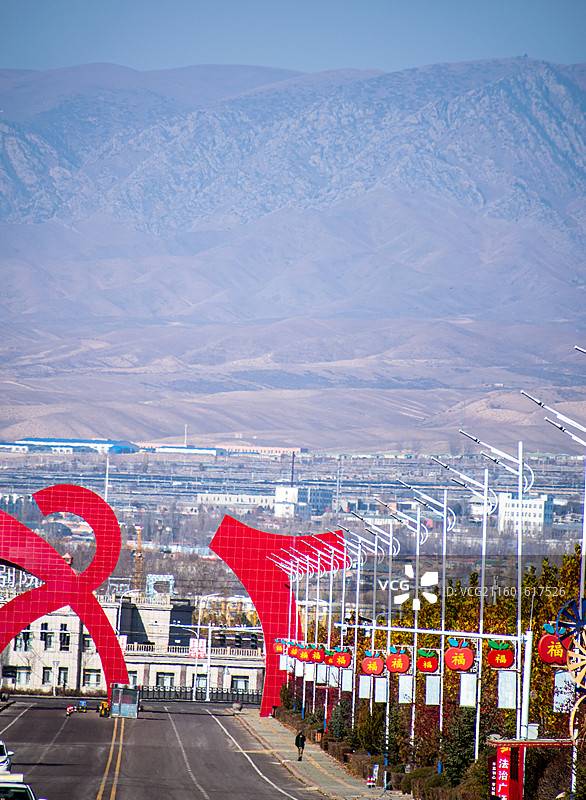新疆伊犁、特克斯、八卦城、七十八团、街道、街景图片素材