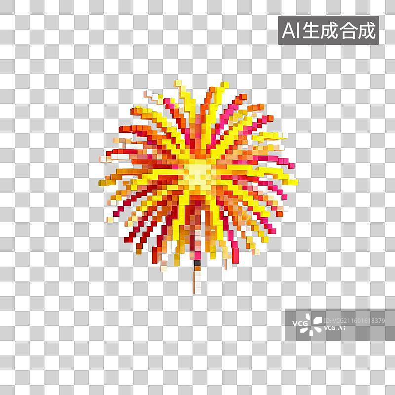 【AI数字艺术】像素化多彩烟花绽放图片素材