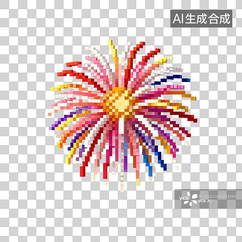 【AI数字艺术】像素化多彩烟花绽放图片素材