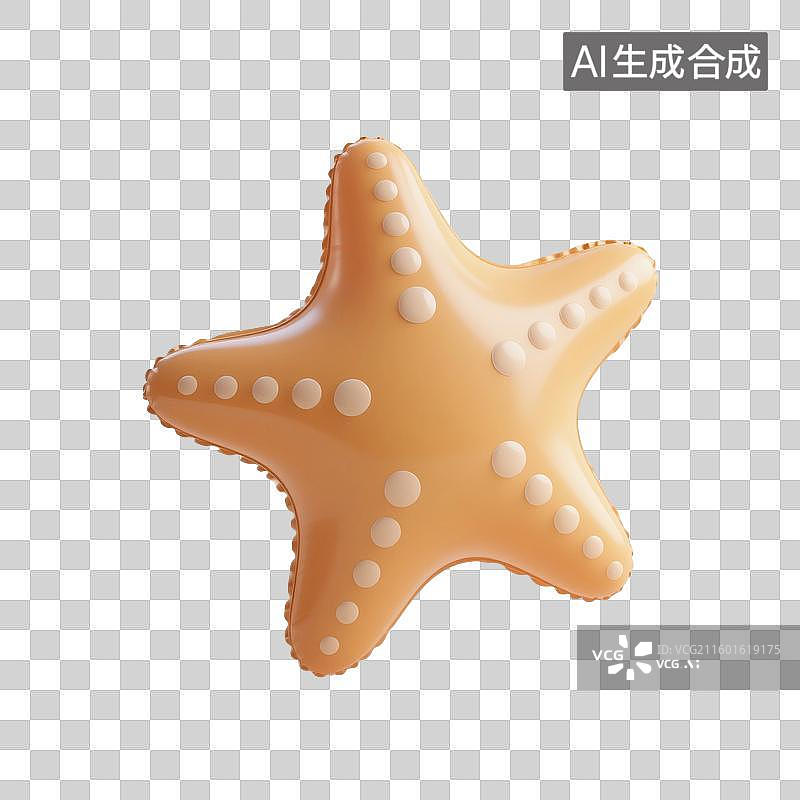 【AI数字艺术】3D渲染，膨胀充气风格，气球，海星，卡通动物，海洋生物，萌系，治愈系，免抠元素图片素材