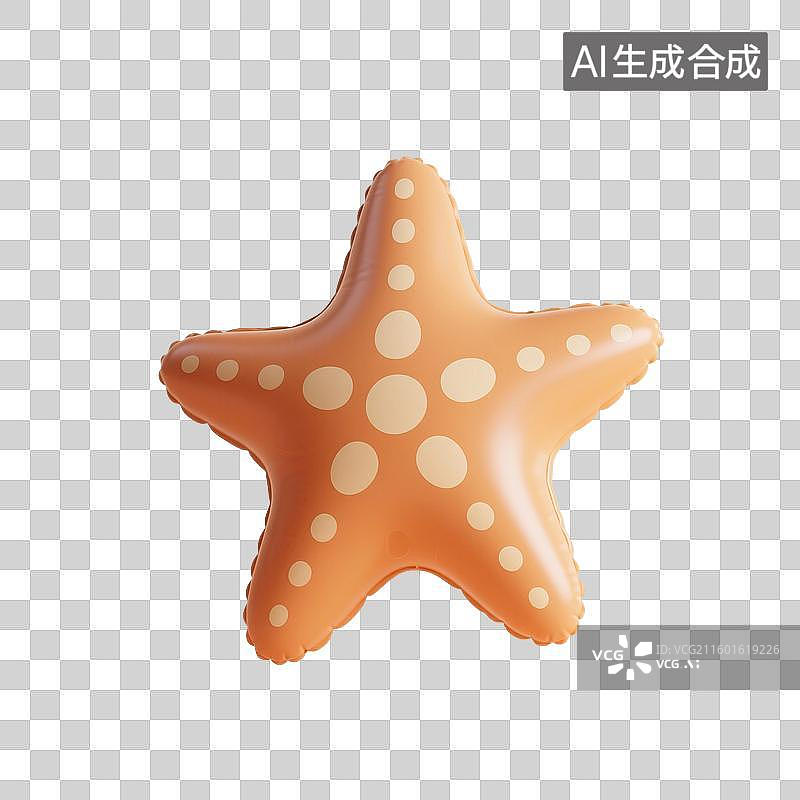【AI数字艺术】3D渲染，膨胀充气风格，气球，海星，卡通动物，海洋生物，萌系，治愈系，免抠元素图片素材