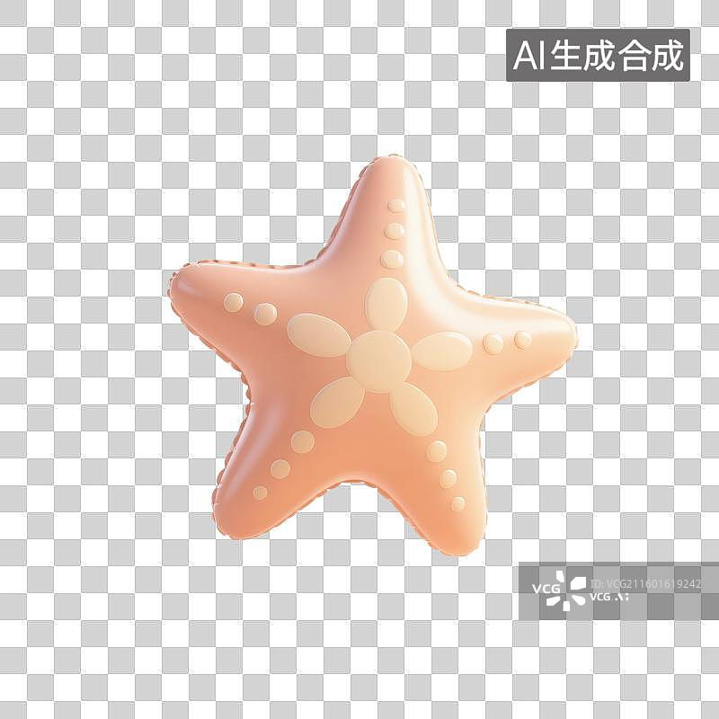 【AI数字艺术】3D渲染，膨胀充气风格，气球，海星，卡通动物，海洋生物，萌系，治愈系，免抠元素图片素材