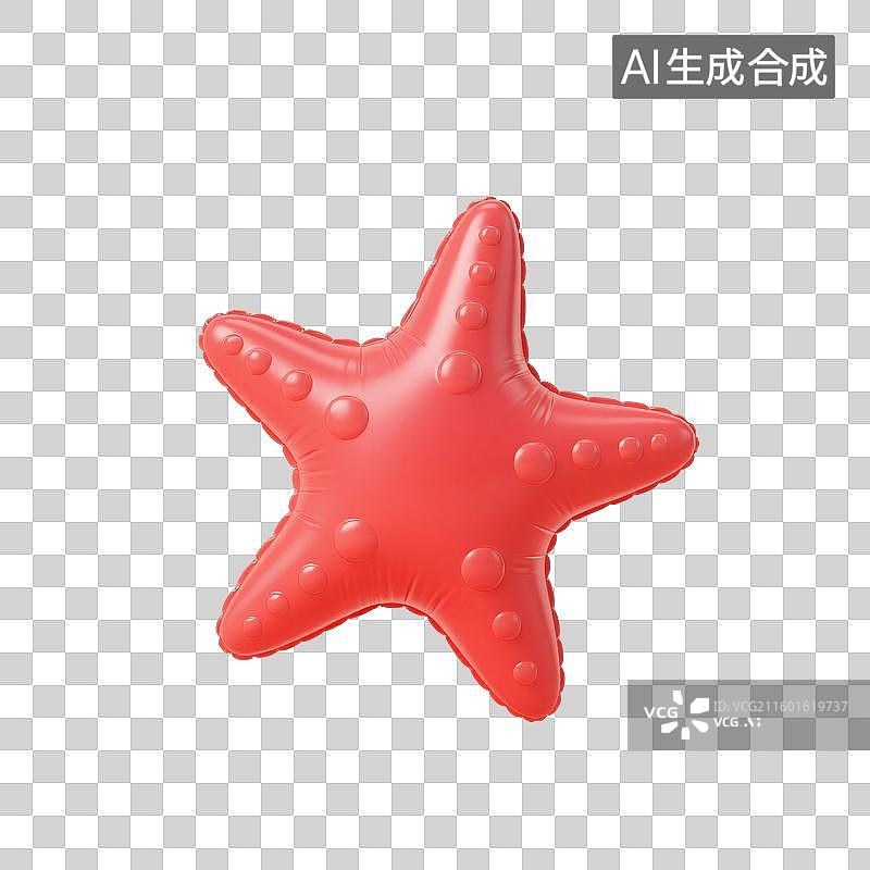 【AI数字艺术】3D渲染，膨胀充气风格，气球，海星，卡通动物，海洋生物，萌系，治愈系，免抠元素图片素材