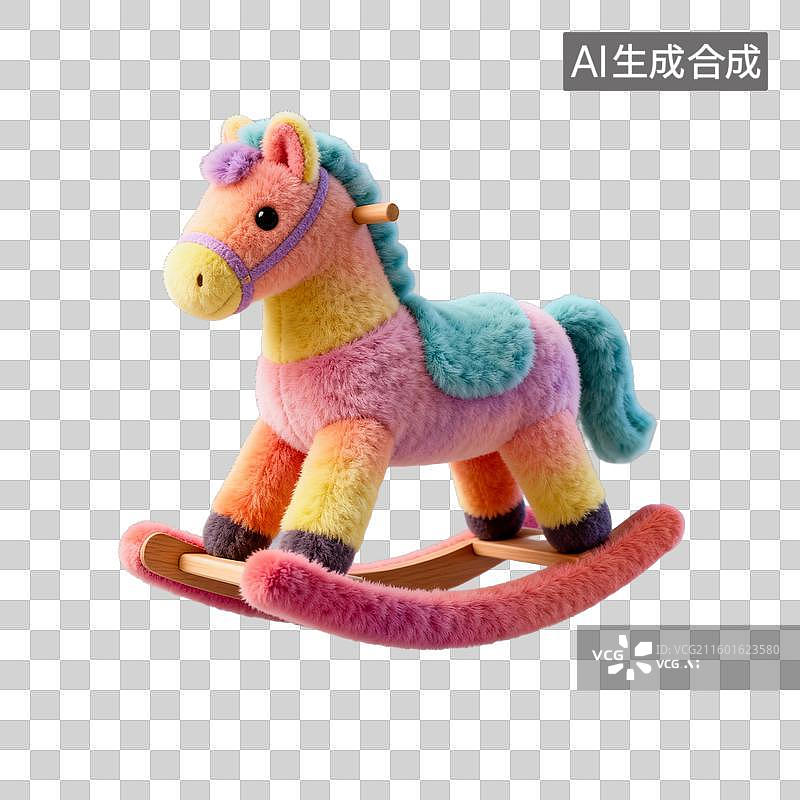 【AI数字艺术】多彩毛绒摇马玩具图片素材