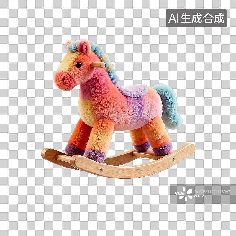 【AI数字艺术】多彩毛绒摇马玩具图片素材