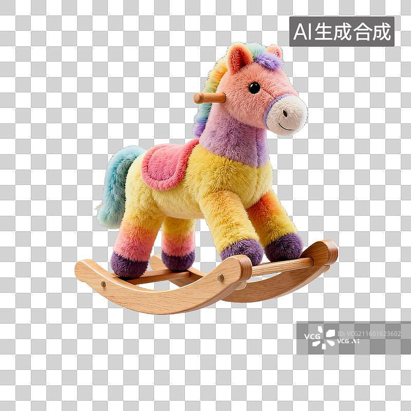 【AI数字艺术】多彩毛绒摇马玩具图片素材