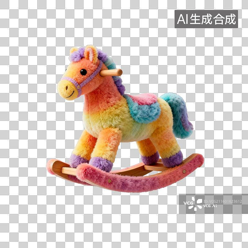 【AI数字艺术】多彩毛绒摇马玩具图片素材