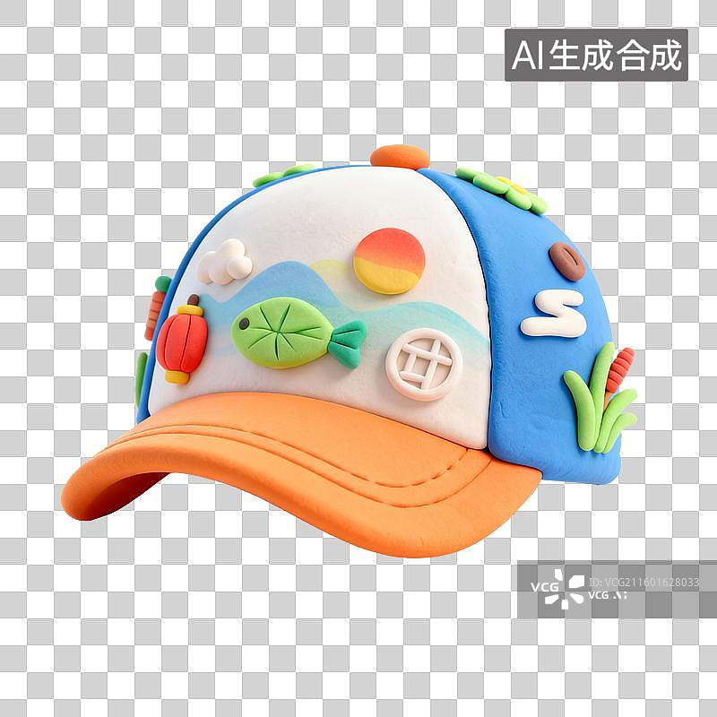 【AI数字艺术】创意海洋主题儿童棒球帽图片素材