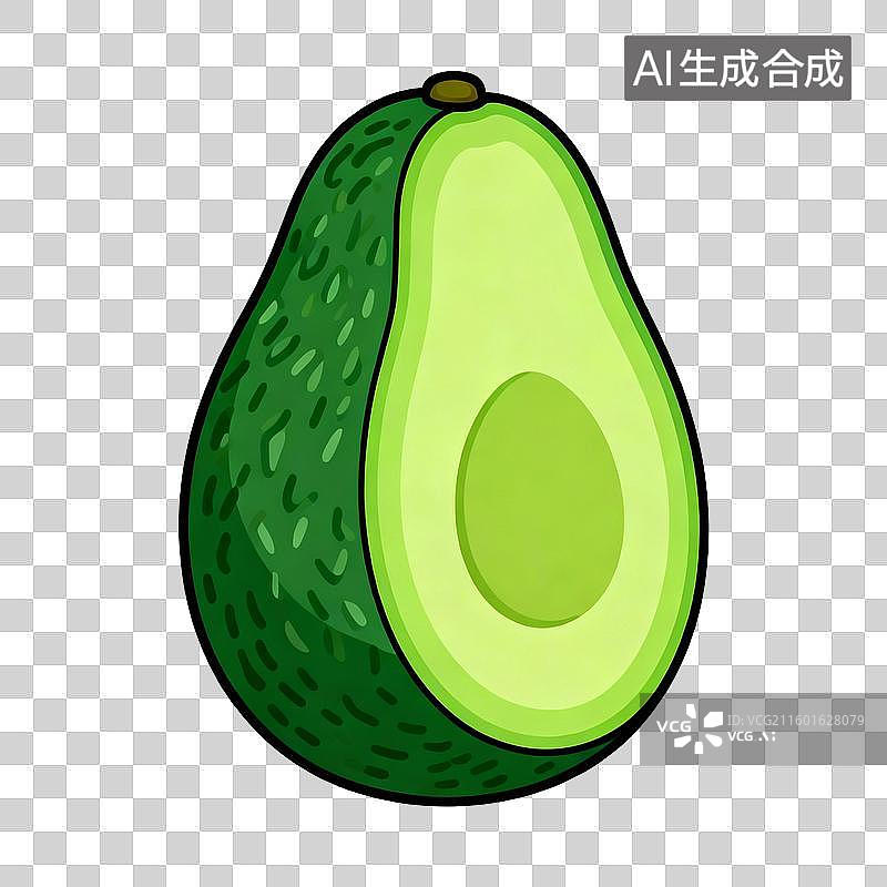 【AI数字艺术】牛油果切面插图图片素材