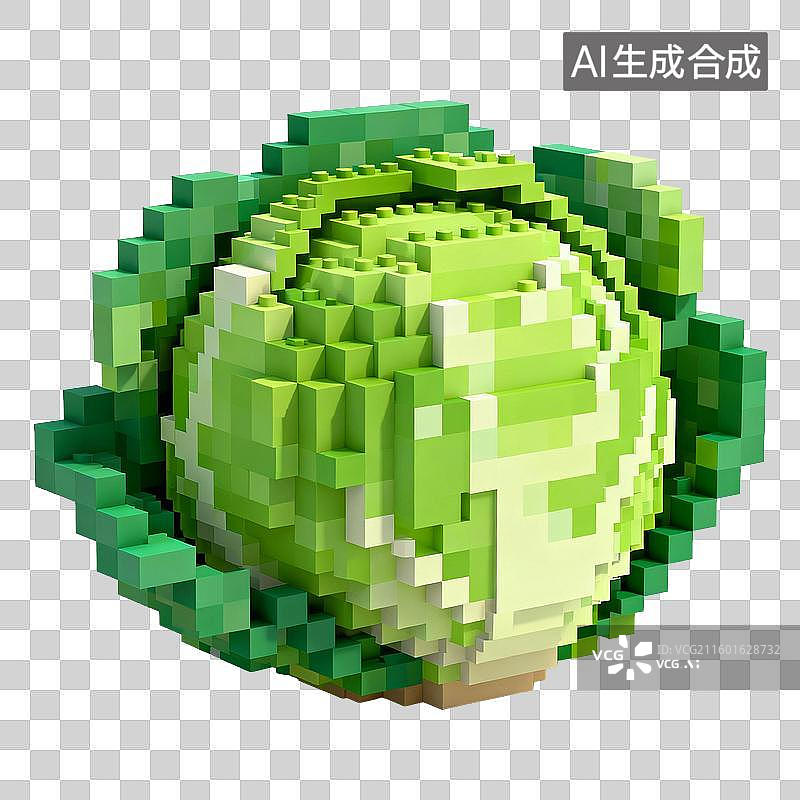 【AI数字艺术】像素风格的卷心菜图片素材