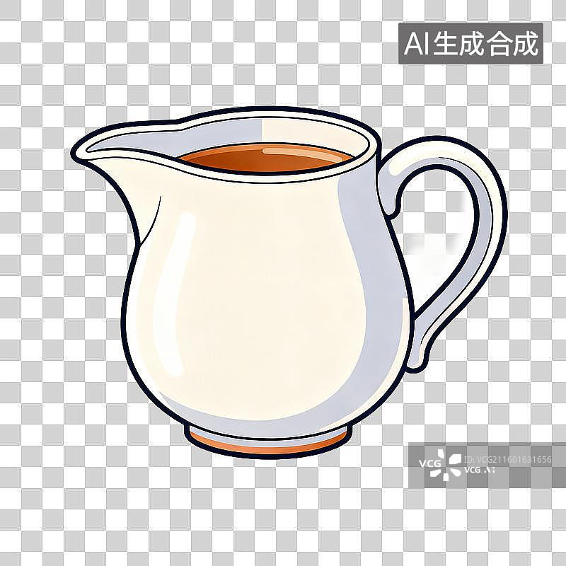 【AI数字艺术】一个装有棕色液体的白色陶瓷壶图片素材