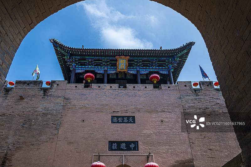 山西晋城阳城县陈廷敬故居（皇城相府）风光——中道庄门楼图片素材