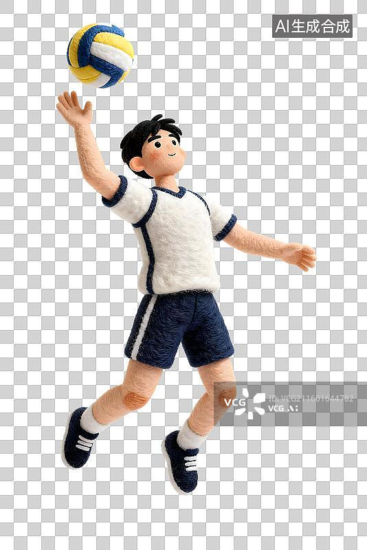 【AI数字艺术】男性排球运动员跳起发球图片素材