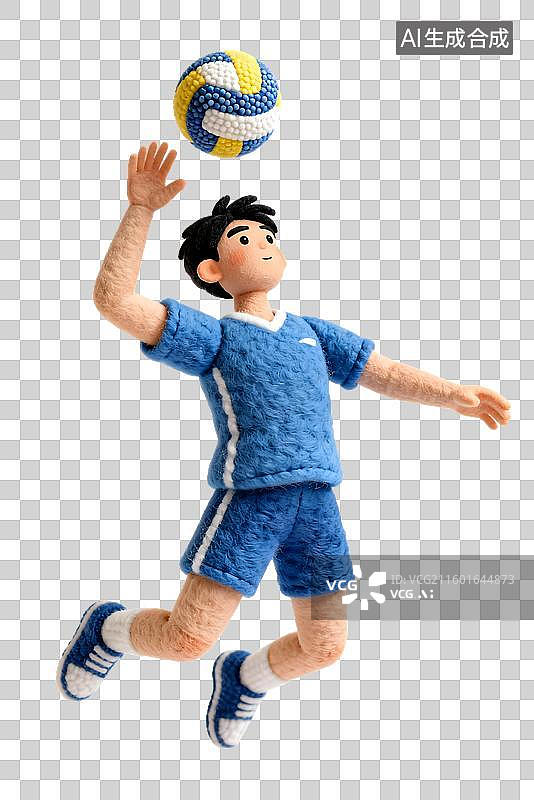 【AI数字艺术】男性排球运动员跃起击球图片素材