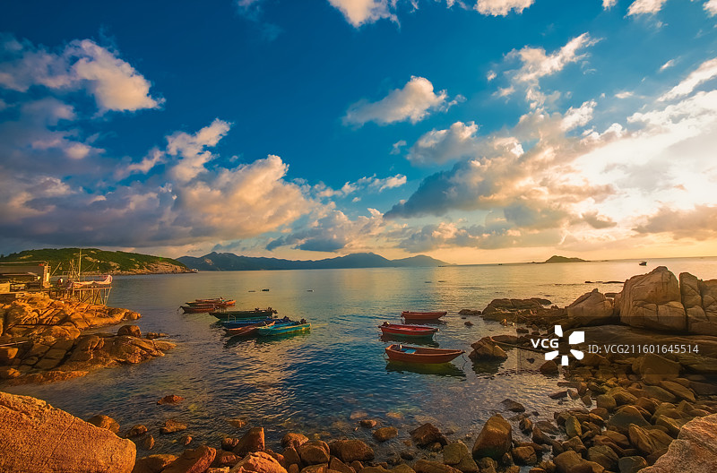 广东江门上川岛婚纱摄影基地海边日出风光 海滩礁石慢门摄影图片素材