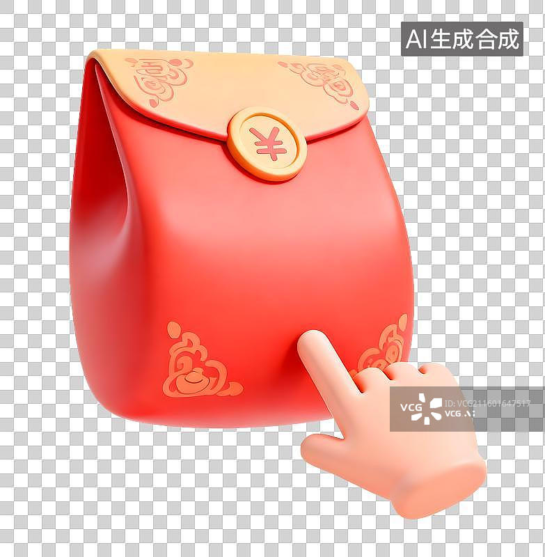 【AI数字艺术】红色带元符号的红包图片素材