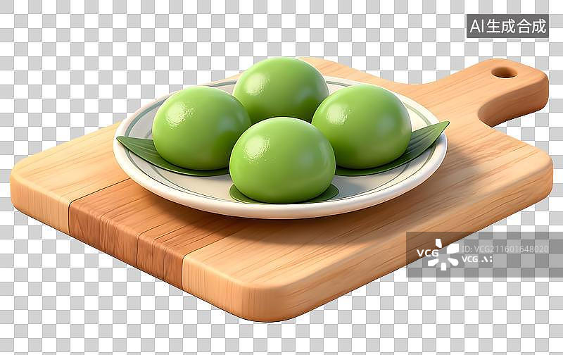 【AI数字艺术】美味的绿色糯米团子图片素材