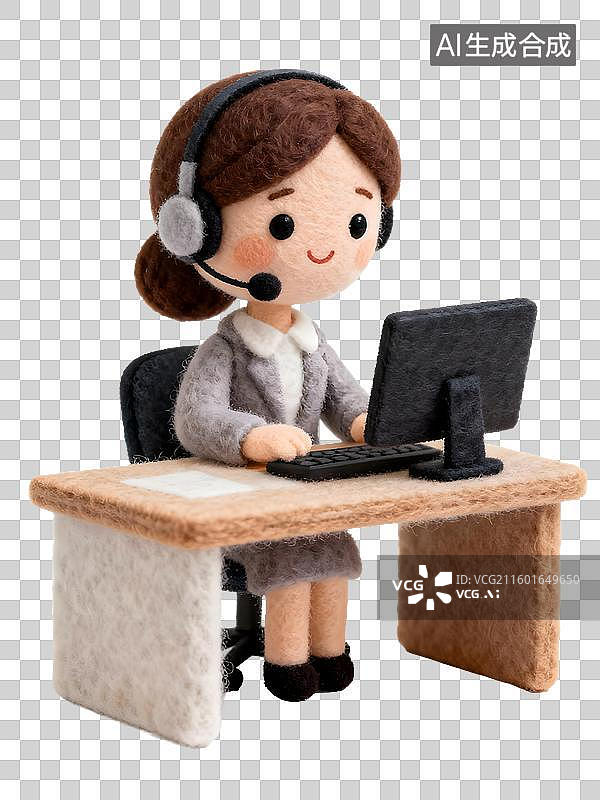 【AI数字艺术】毛绒人偶办公场景图片素材