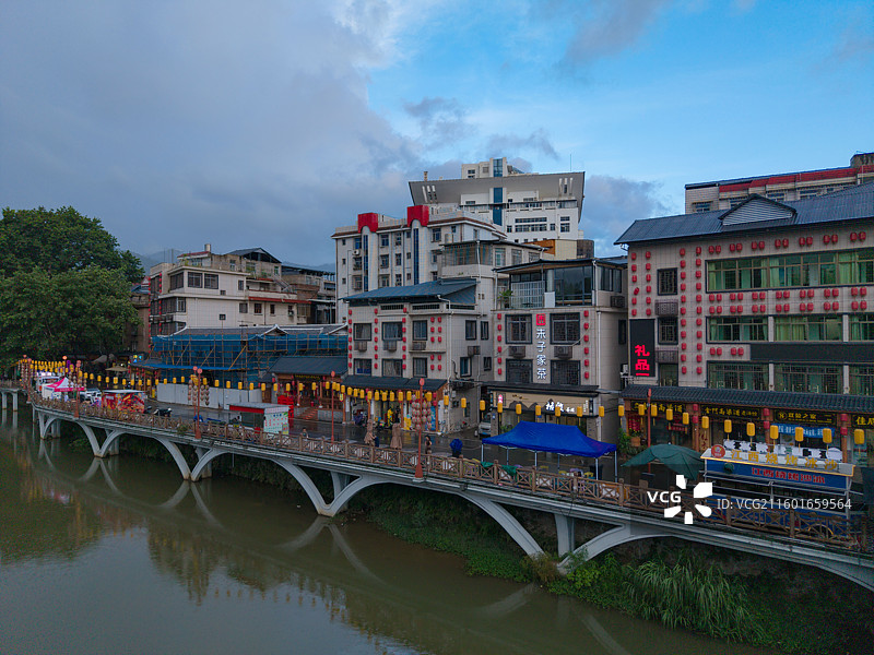 福建省龙岩市新罗区，恋城1908文创街区，城市风光航拍图片素材