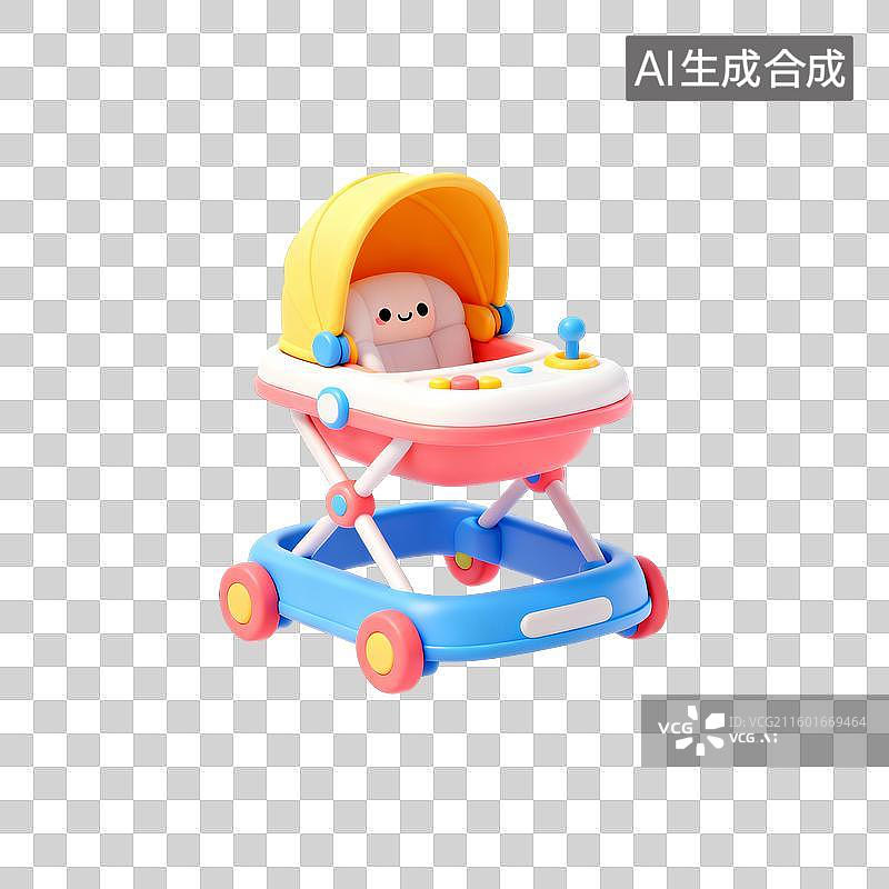 【AI数字艺术】卡通婴儿学步车 3D 设计素材图片素材