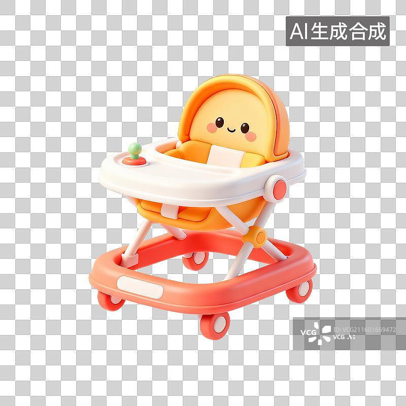 【AI数字艺术】卡通婴儿学步车 3D 设计素材图片素材