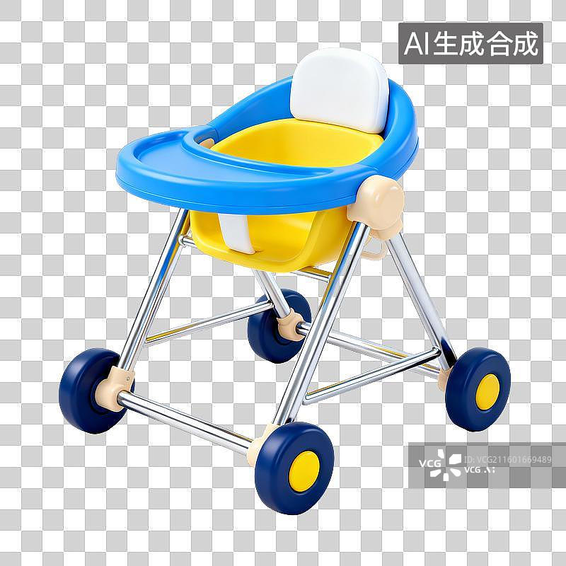 【AI数字艺术】卡通婴儿学步车 3D 设计素材图片素材