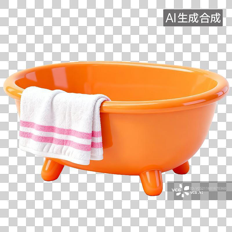 【AI数字艺术】卡通橙色婴儿浴盆 3D 设计素材图片素材
