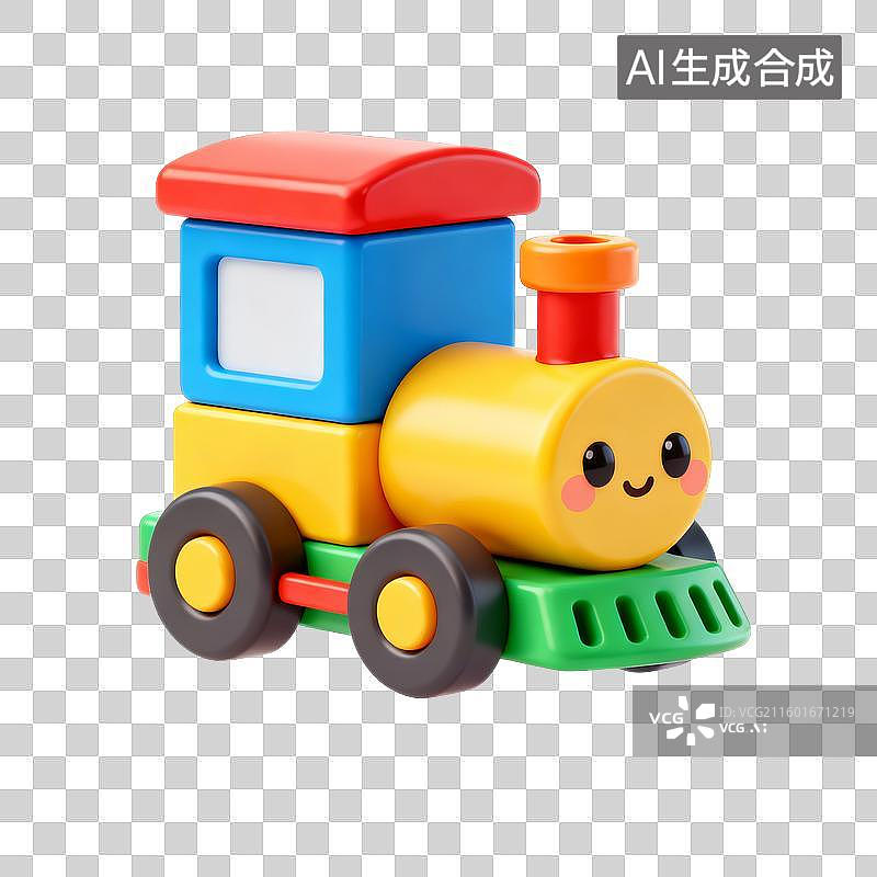 【AI数字艺术】卡通彩色小火车 3D 设计素材图片素材