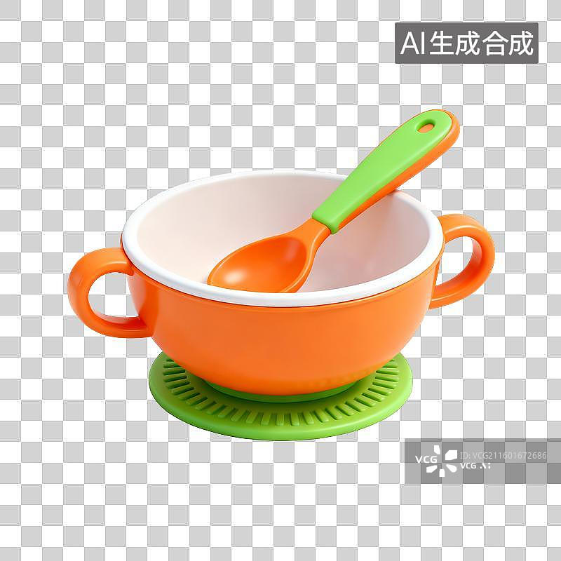 【AI数字艺术】卡通儿童吸盘碗勺 3D 设计素材图片素材