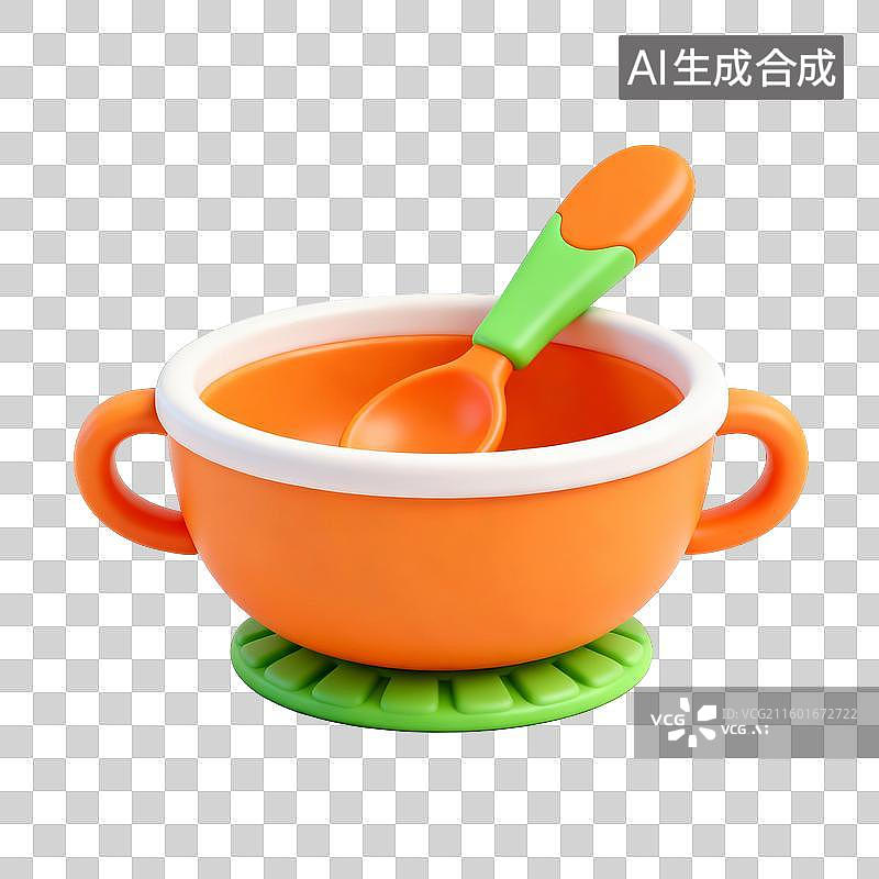 【AI数字艺术】卡通儿童吸盘碗勺 3D 设计素材图片素材