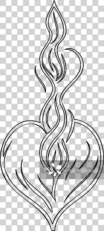 蜡烛火焰心形轮廓草图图片素材