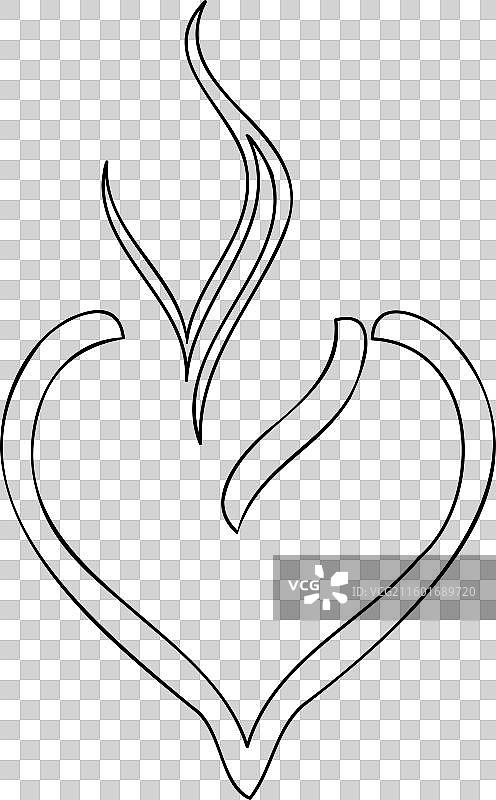 蜡烛火焰心形轮廓草图图片素材