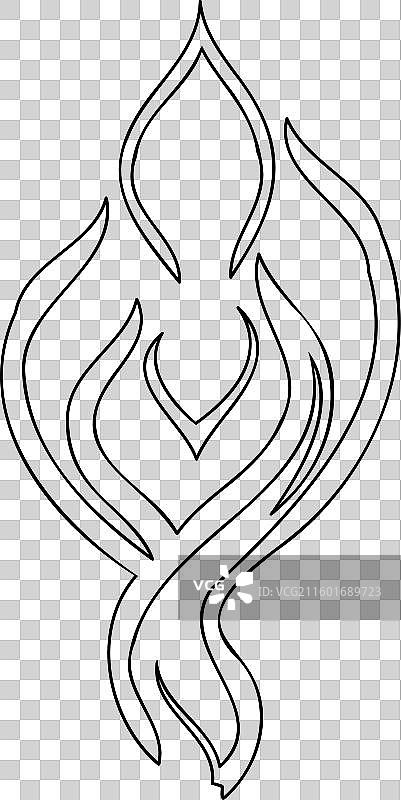 蜡烛火焰心形轮廓草图图片素材