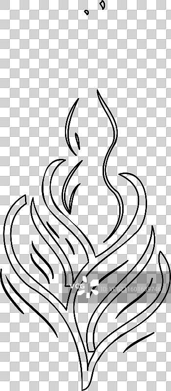 蜡烛火焰心形轮廓草图图片素材