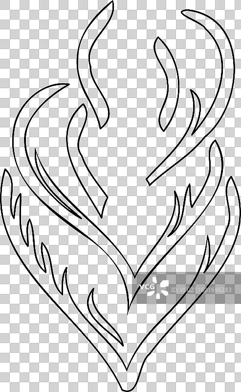 蜡烛火焰心形轮廓草图图片素材