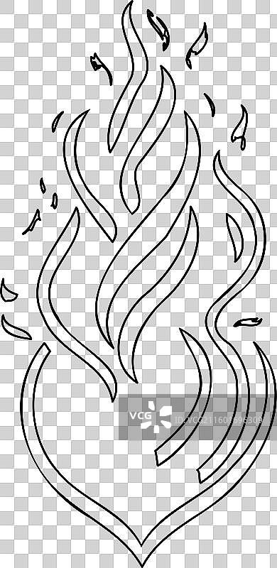 蜡烛火焰心形轮廓草图图片素材