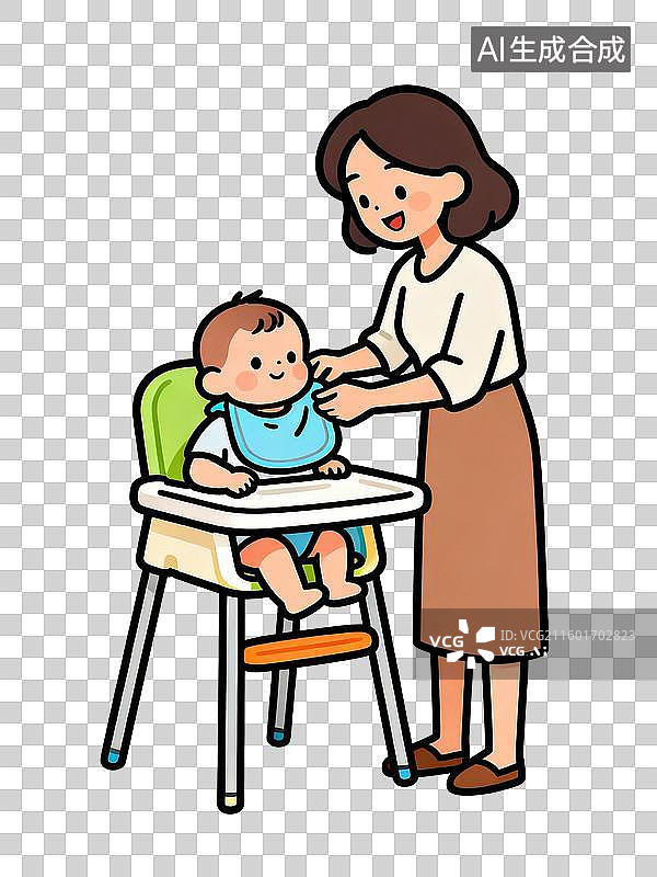 【AI数字艺术】母亲在家中喂婴儿图片素材