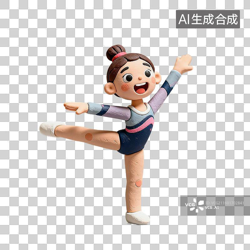 【AI数字艺术】卡通体操女孩平衡姿势图片素材